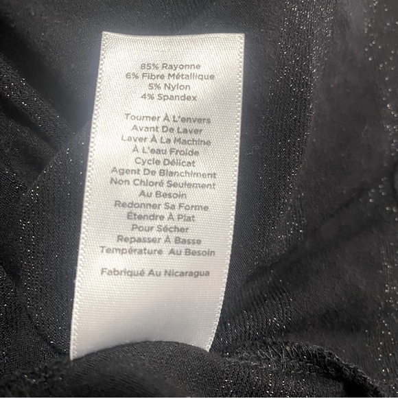 Talbots Women’s Petite Plus Size 3X Black Blouse Sheer & Metallic Long Sleeve - Picture 7 of 7